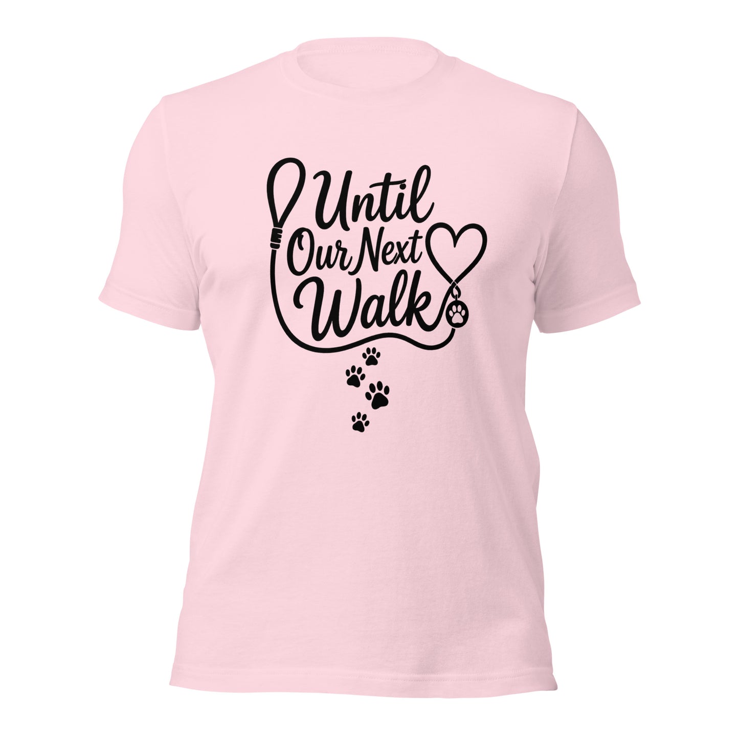 Until Our Next Walk dog memorial tee in Soft Pink, front view