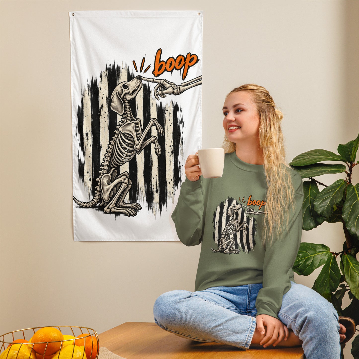 Skeleton Dog Boop Sweatshirt - Halloween – view 3