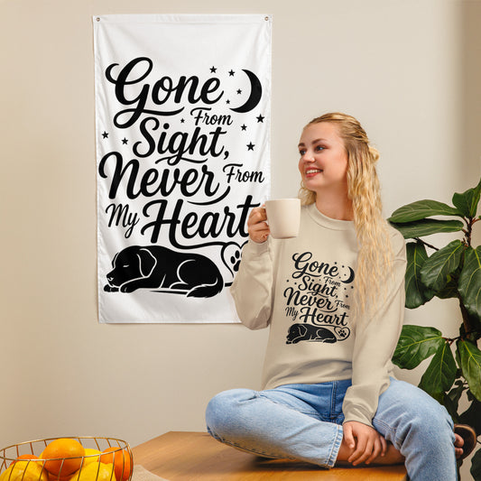 Gone From Sight, Never From My Heart dog memorial sweatshirt, for dog parents, in Sand, product view 1
