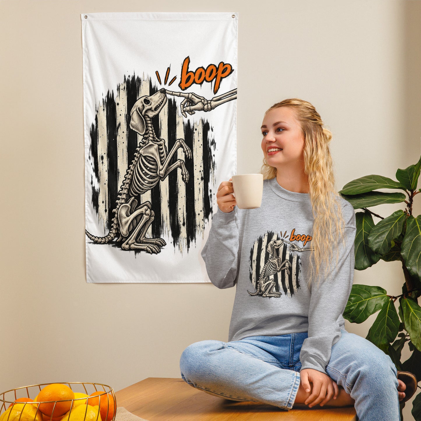 Skeleton Dog Boop Sweatshirt - Halloween – view 5