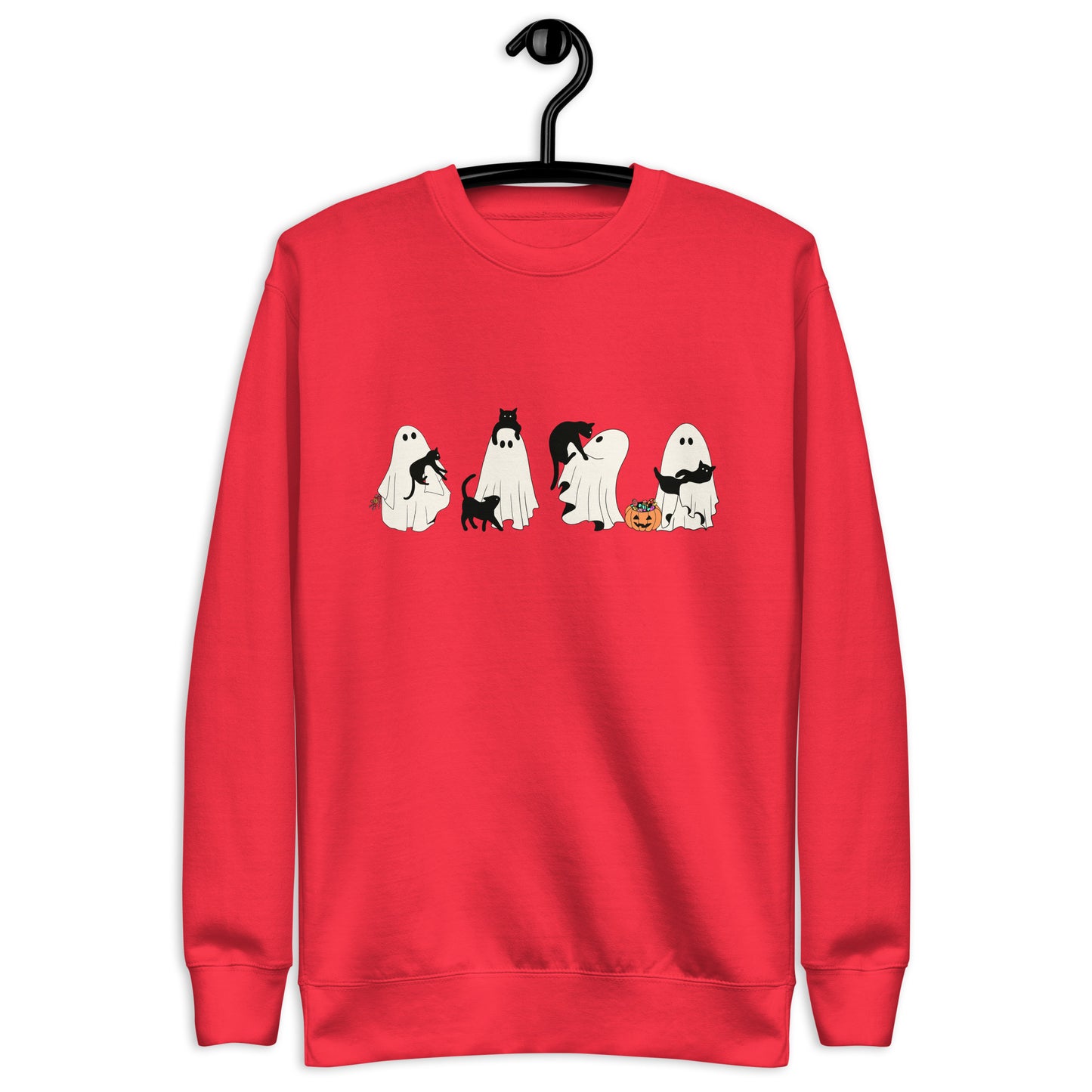 Ghosts and Cats Halloween premium sweatshirt in Team Red, front view