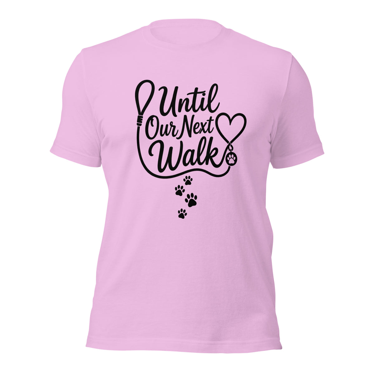 Until Our Next Walk dog memorial tee in Lilac, front view